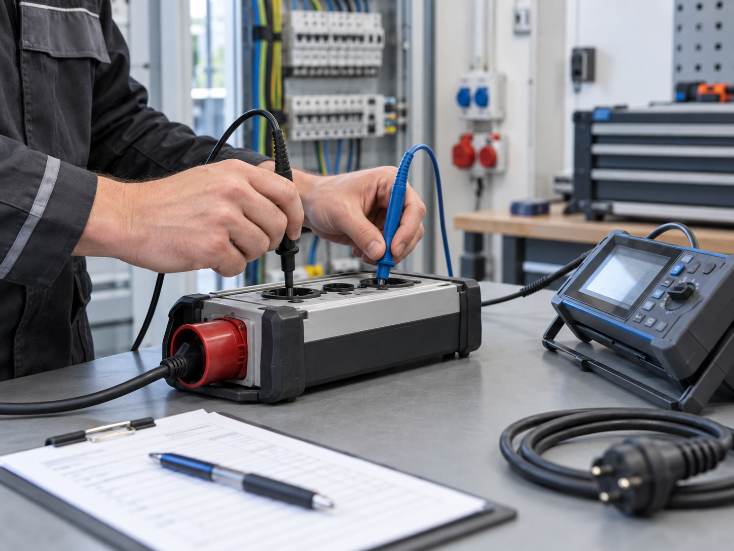 Elektrische Sicherheitsprüfung mit Messgerät